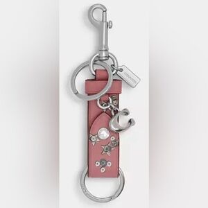 Coach Pink Leather Star-Studded Key Holder NWT